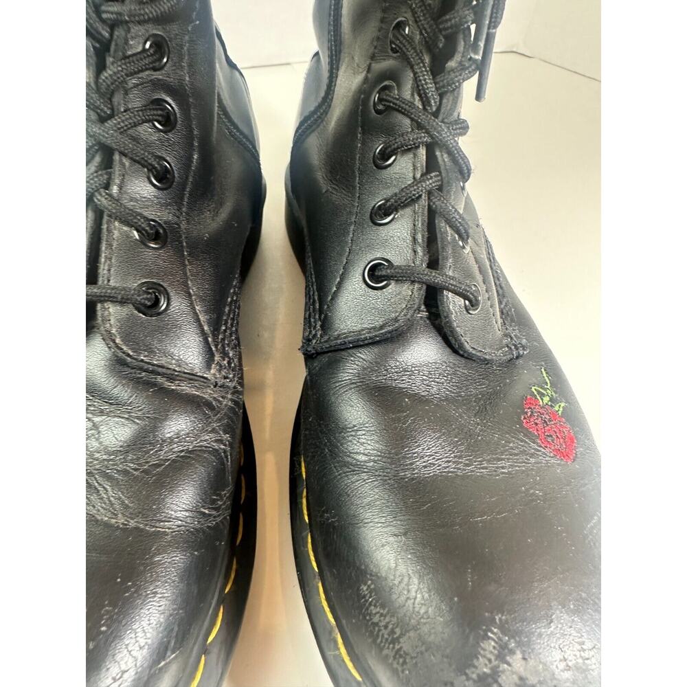 *Flawed Doc Dr. Marten 1914 Vonda Leather Lace up Embroidered Rose Boots US 10 - Picture 6 of 15